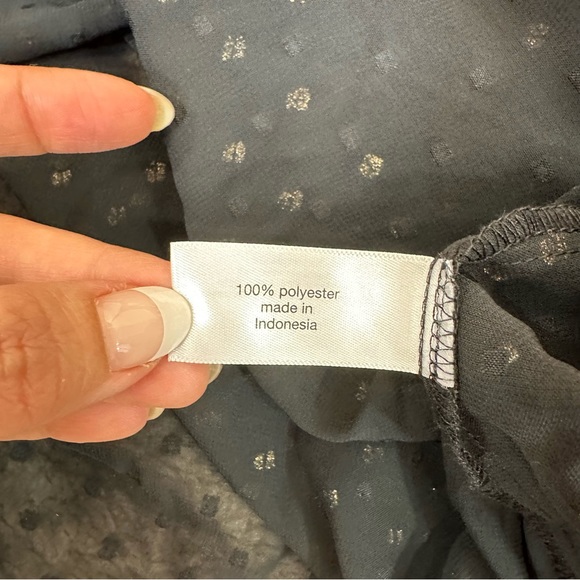 Lane Bryant Black Sheer Polka Dot Blouse - Picture 7 of 9